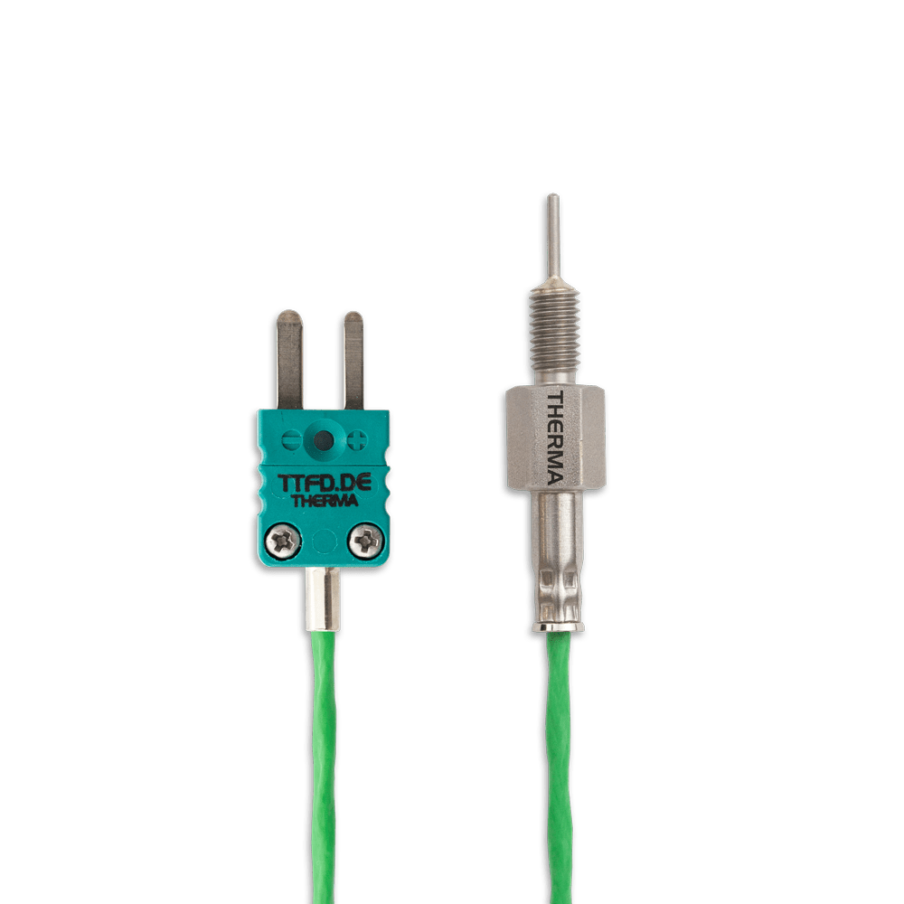 EST-51523-10-M6-200-0-gruen-stecker-logo Screw-in thermocouple | Teflon | Type K | - Image 1